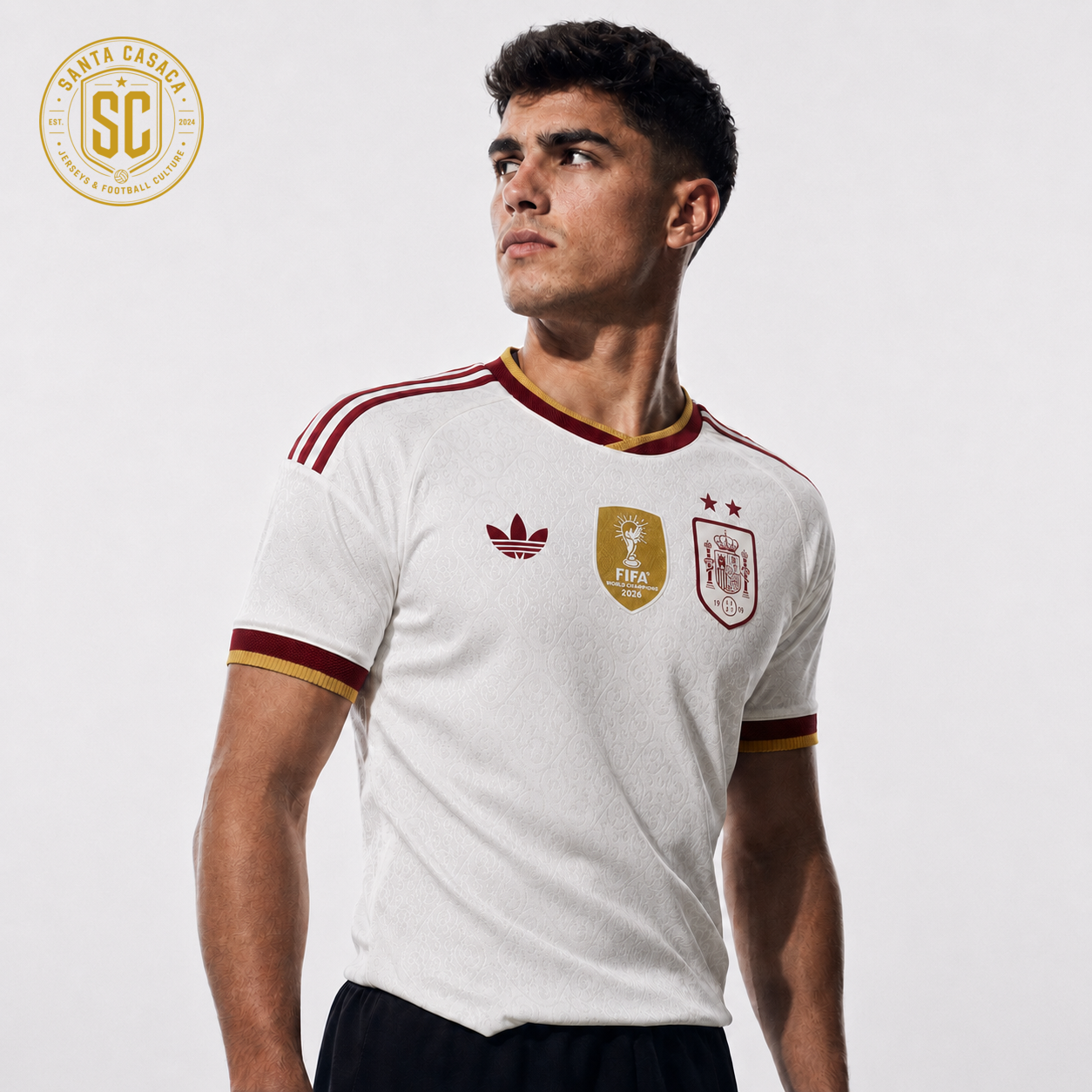 Jersey España Visitante Campeón 2026 – Versión Jugador Manga Corta
